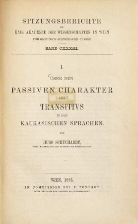 Ueber den passiven Charakter des Transitivs in den kaukasischen Sprachen