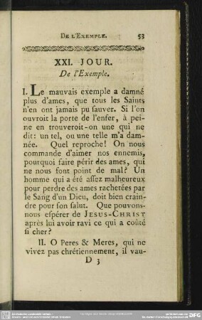 XXI. Jour. De l'Exemple
