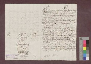 Hans Strubel, Hans Georg Döbelin und Fritz Oswald zu Marzell verkaufen der badischen Landesregierung 30 Jauchert Wald um 165 Gulden.