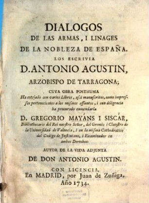 Dialogos de las armas de la nobleza de Espana