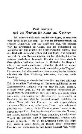 Paul Trummer und das Museum für Kunst und Gewerbe