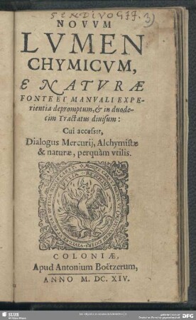 Novum lumen chymicum