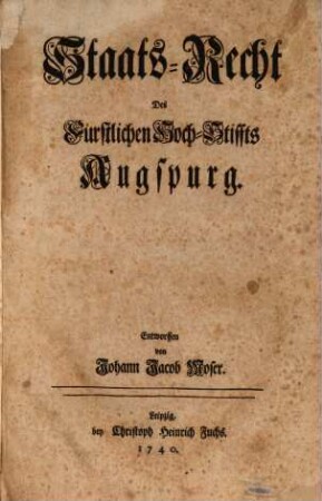Staats-Recht des Hoch-Stiffts Augsburg