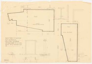 Haus Jansen, Berlin-Grunewald: Rückfront, Haustür: Grundriss, Schnitt, Aufriss 1:20, Gewändeprofile 1:1