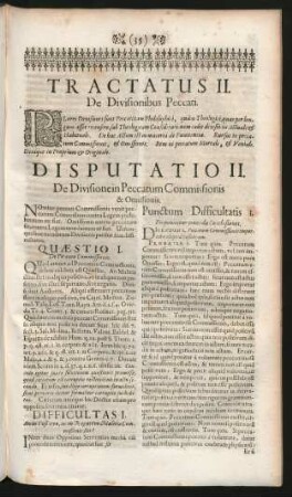 Tractatus II. De Divisionibus Peccati.