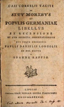 Caii Cornelii Taciti De Sitv Moribvs Et Popvlis Germaniae Libellvs