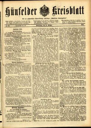 Ausgabe vom Donnerstag, den 29. Oktober 1914.