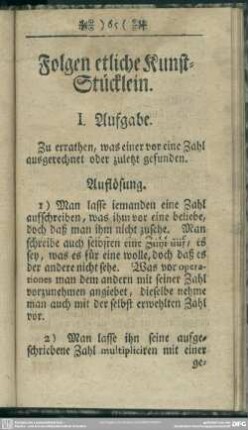 Folgen etliche Kunst-Stücklein