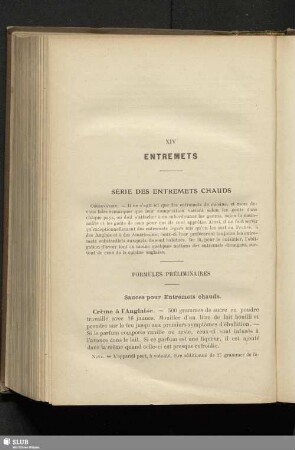 XIV. Entremets