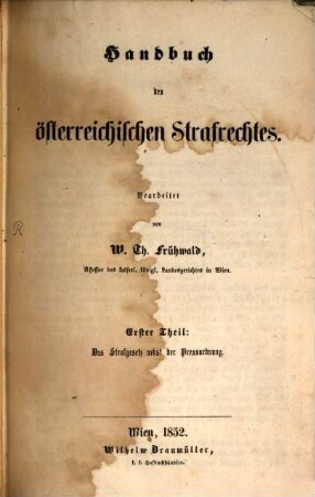 Handbuch des österreichischen Strafrechtes. 1