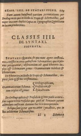 Classis IIII. De Syntaxi. Figurata.