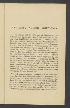 "Weltanschaulich Ungeeignet"