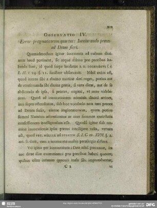 Observatio IV. Error pragmaticorum quartus: Iureiurando preces ad Deum fieri