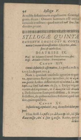 Syllogae Quintae Canonum Logicorum, Continentis Canones demonstrativos definitivos, divisivos, & methodicos
