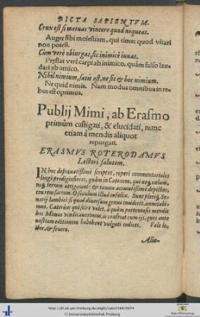 Publij Mimi ab Erasmo castigati et elucidati