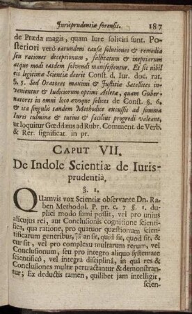 Caput VII. De Indole Scientiæ de Iurisprudentiâ.