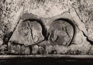 Ansichten Karlsruher Gebäude, Bauwerke und Denkmäler. Wappen in Schloss Gottesau