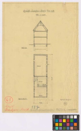 Aachen-Forst ([Landkreis Aachen-Land]): Haus Nummer 118. Haupthaus (Querschnitt, Grundriss)