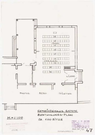 Evangelisches Gemeindehaus, Berlin-Gatow Erweiterung: Bestuhlungsplan 1:100