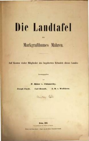 Die Landtafel des Markgrafthumes Mähren. II, Text der Olmützer Cuda