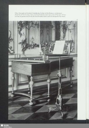 Flöte, Notenpult und Cembalo Friedrichs des Großen im Musikzimmer von Sanssouci