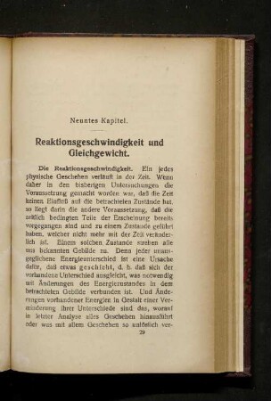 Neuntes Kapitel. Reaktionsgeschwindigkeit und Gleichgewicht