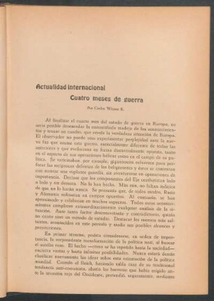 Actualidad internacional - Cuatro meses de guerra