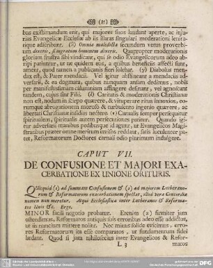 Caput VII. De Confusione Et Majori Exacerbatione Ex Unione Orituris