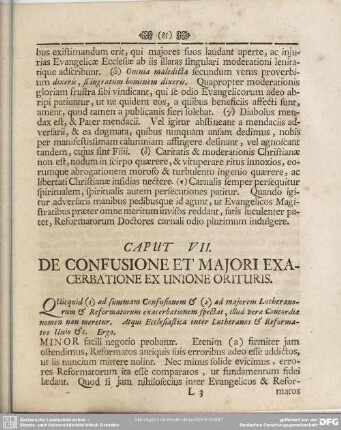Caput VII. De Confusione Et Majori Exacerbatione Ex Unione Orituris