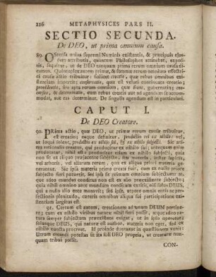 Sectio Secunda. De Deo, ut prima omnium causa.
