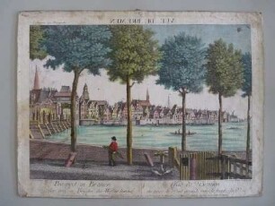 Guckkastenbild der Reihe "Augsburger Folge" mit Ansicht von Bremen