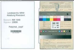 Entnazifizierung Josef Patschek , geb. 22.02.1905 (Arbeiter)