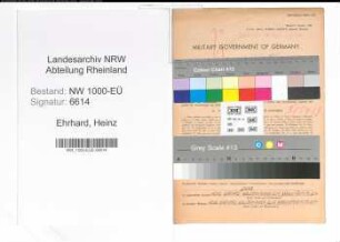 Entnazifizierung Heinz Ehrhard, geb. 03.11.1913 (Postsekretaer)