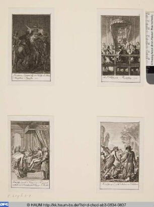 Oben links: Gewaltsame Entführung des Königs von Pohlen Stanislaus Augustus 1771.
