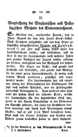 Vergleichung der Stephanischen und Pestalozzischen Methode des Elementarrechnens