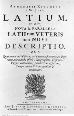 Athanasii Kircheri Latium, ..., Titelblatt mit Vignette