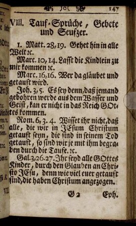 VIII. Tauf-Sprüche, Gebete und Seufzer.