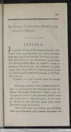De Messine. Le Stromboli, Iles de Lipari, détroit de Messine. Lettre II.