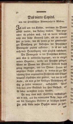 Das vierte Capitel. von der Preußischen Bienenzucht in Körben.