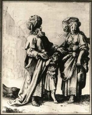 Pinas, Jan: Greis mit Turban und junge Frau mit Kind. Zeichnung