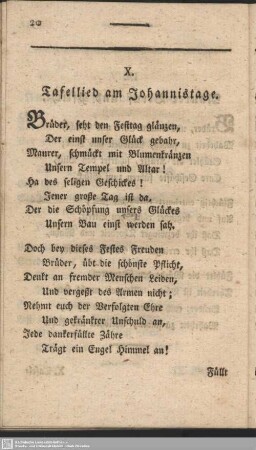 X. Tafellied am Johannistage