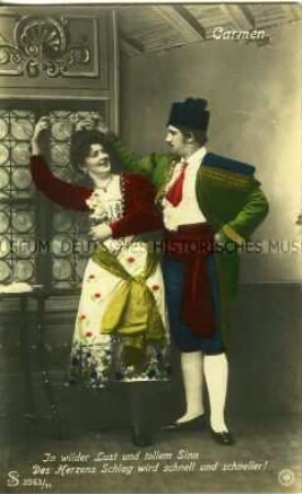 Postkarte mit Liedzeile aus "Carmen"