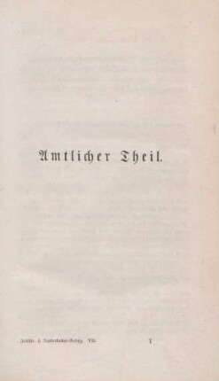 Amtlicher Theil. Nichtamtlicher Theil