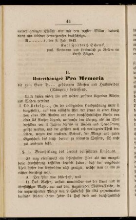 B. Unterthäniges Pro Memoria