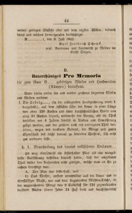 B. Unterthäniges Pro Memoria