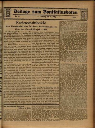 Zweite Ausgabe vom Sonntag, den 26. März 1916.