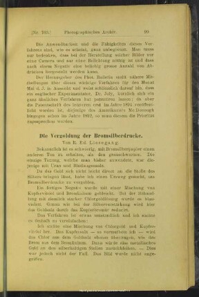 Die Vergoldung der Bromsilberdrucke