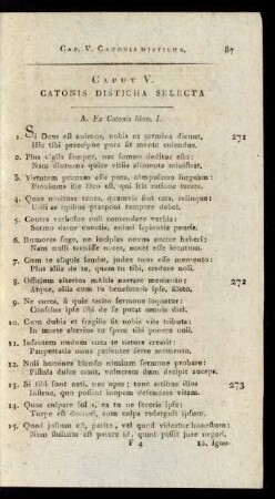 Caput V. Catonis Disticha Selecta