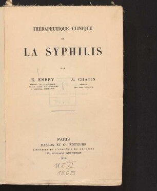 Thérapeutique clinique de la syphilis