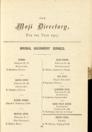 The Moji directory, for the year 1905